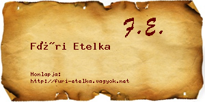 Füri Etelka névjegykártya